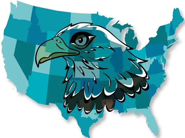 미국 지도에 독수리 — 스톡 벡터