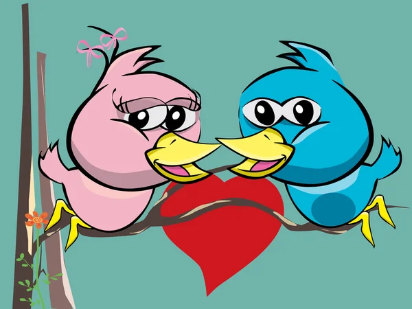 Twitters amoureux des oiseaux — Image vectorielle