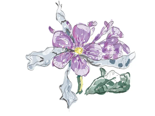 Paarse jasmin bloem — Stockvector