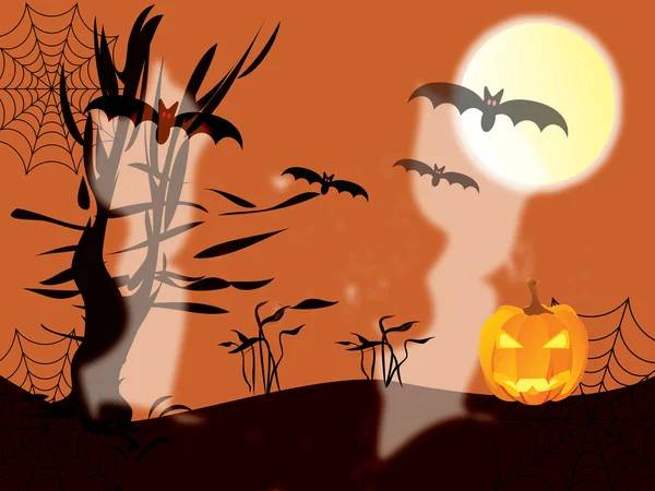 stock vector Halloween with ghosts and moon