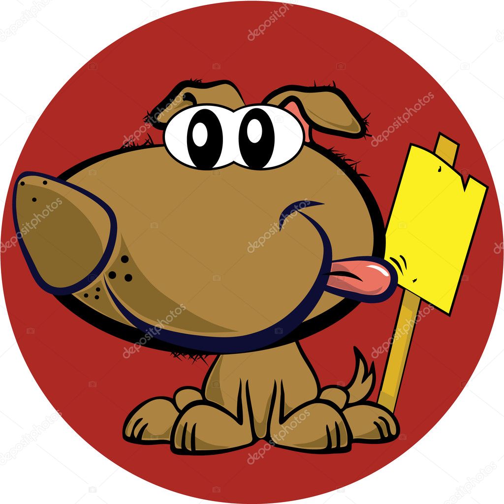 Mascot dog with sign