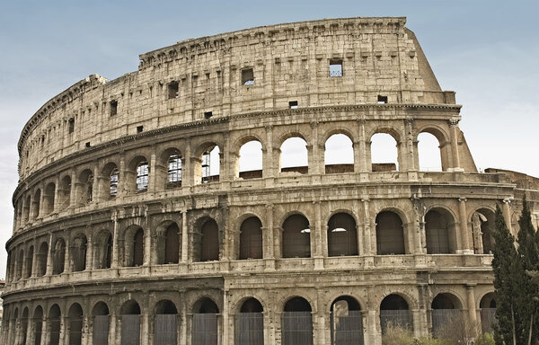 Colosseum or Flavian Amphitheater ,the first permanent amphitheater to be built in Rome, Italy