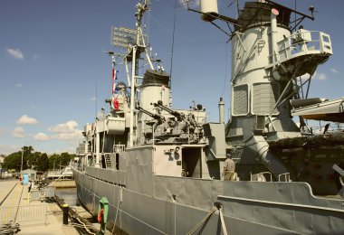 Details of the Navy ship USS Cassin Young in exhibition in Boston, Mass, USA clipart