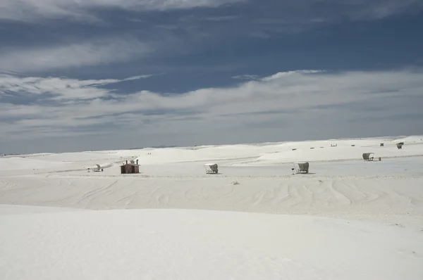 Schroniska Białe Piaski Parków Narodowych Piękne Błękitne Niebo New Mexico — Zdjęcie stockowe