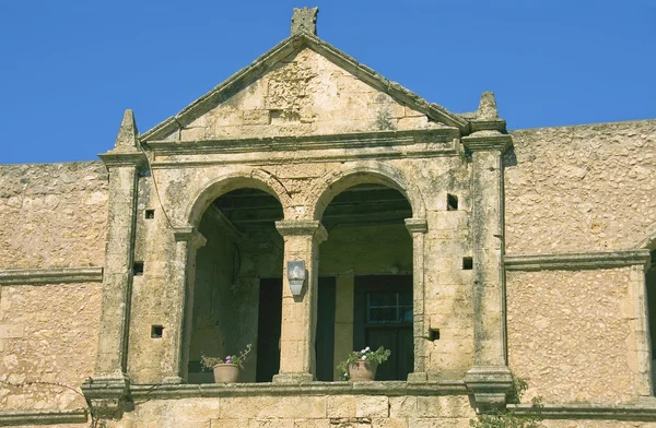 Arches Windows Arkadi Orthodox Monastery Crete Greece — стоковое фото