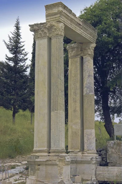 Details Hadrian Gate Erected 113 118 Ephesus Turkey Ancient Greek — Stock Photo, Image
