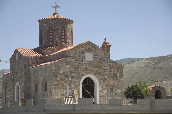 Gekleurde Orthodoxe Kerk Steen Berg Van Kreta Eiland Griekenland — Stockfoto