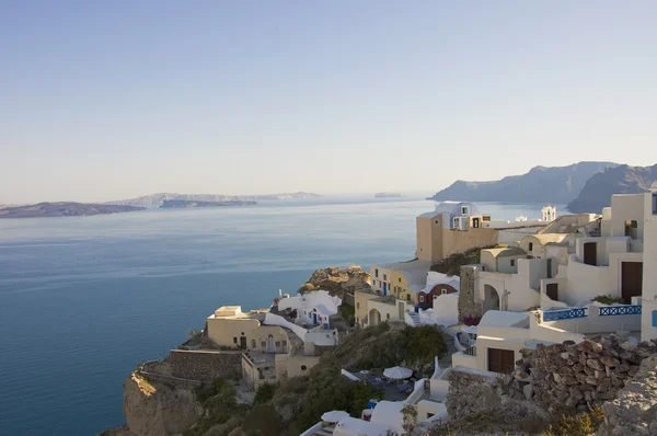 Scenic View Oia Village Built Rocks Aegean Sea Santorini Greece — Stock Photo, Image