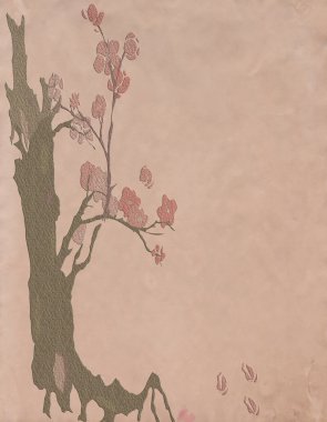 Old texture background, tree and flowers