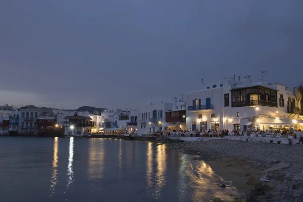 Mykonos beach at twilight — Stock Photo, Image