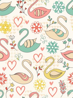 Seamless pattern with swans. clipart