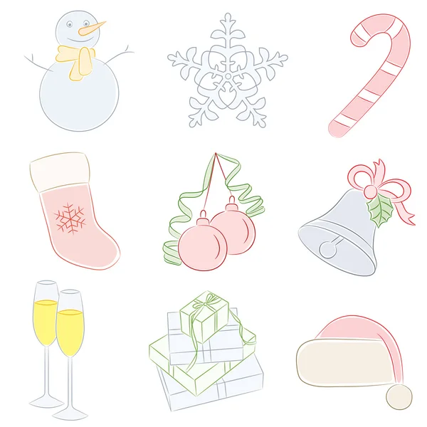 Set of Christmas icons. Vector illustration. — Stock Vector
