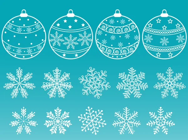 Set of balls and snowflakes. — Stock Vector