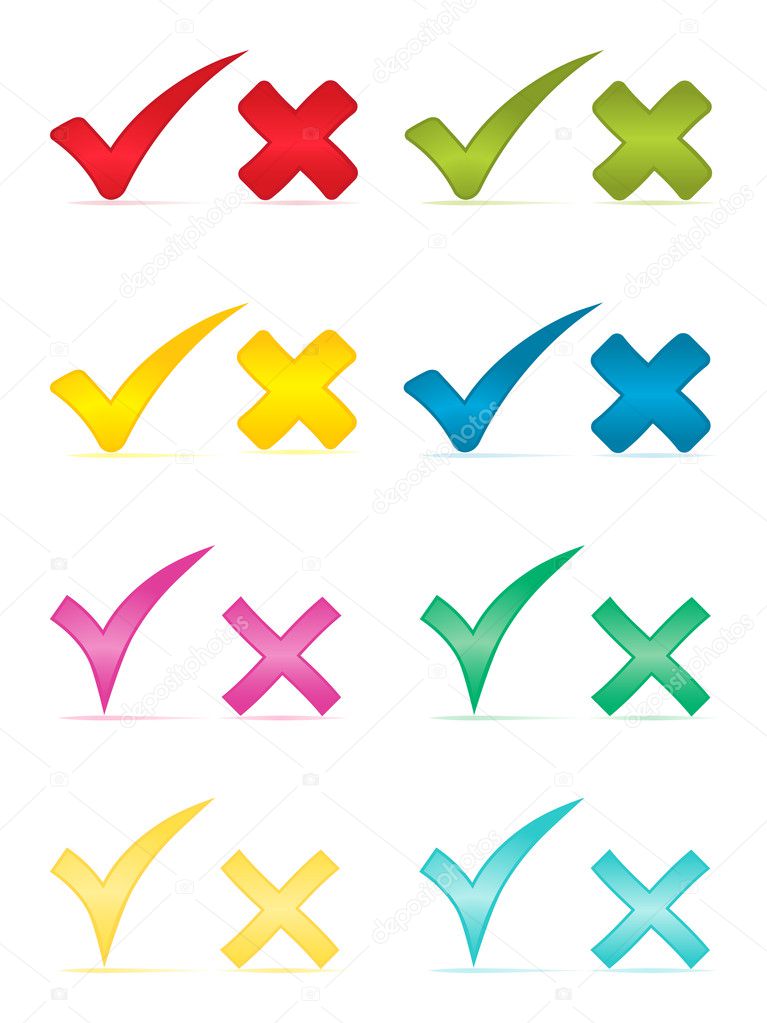 Check marks and crosses.Vector illustration.