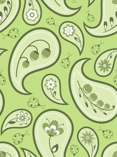 Zöld virágos paisley varrat nélküli. vektoros illusztráció. — Stock Vector