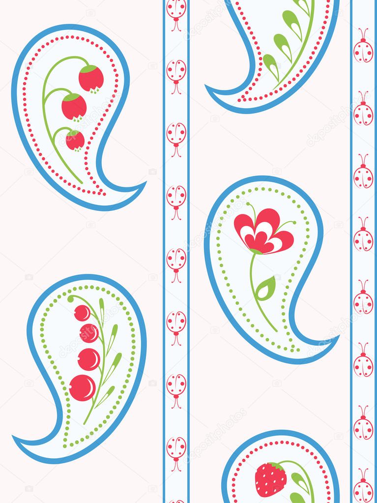Floral paisley seamless. Vector illustration.