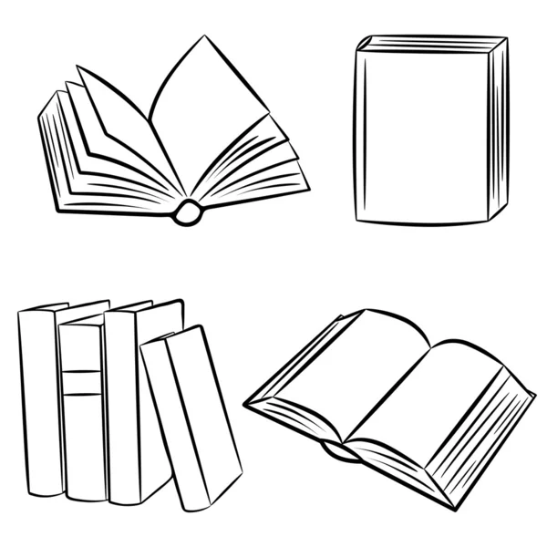 Eine Reihe Von Skizzen Von Büchern Vektorillustration — Stockvektor