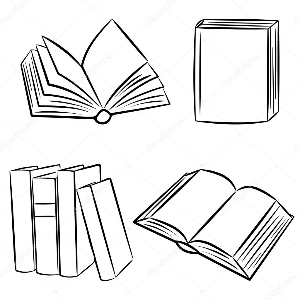 A set of sketches of books. Vector illustration.