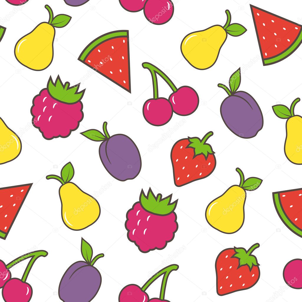 Fruit seamless background. Vector illustration. — Stock Vector ...