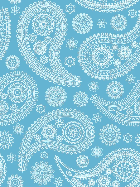ペイズリー柄ブルーのシームレスな背景 ベクトル イラスト — ストックベクタ