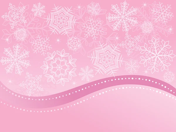 Fond de Noël rose avec flocons de neige. Illustration vectorielle . — Image vectorielle