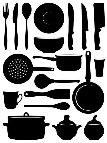 Набір силуетів для посуду. Векторні ілюстрації . — стоковий вектор