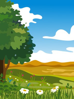 Summer landscape. Vector illustration. clipart