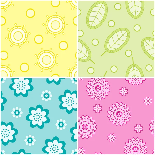 Set of seamless nature patterns. Vector illustration. — Stock Vector