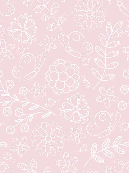 Roze bloemen naadloos patroon. Vectorillustratie. — Stockvector