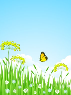 Summer Landscape. Vector illustration. clipart