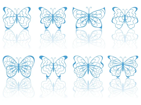 Blue butterflies. Vector illustration. — Stock Vector