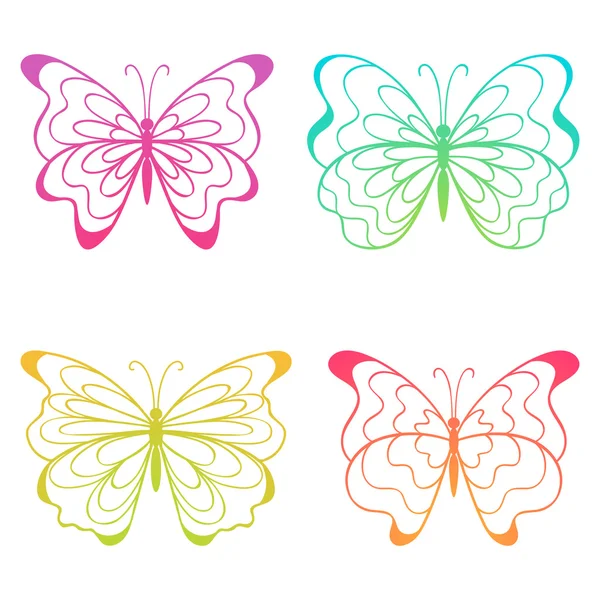 Mariposas coloridas. Ilustración vectorial. — Vector de stock