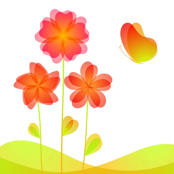 Flowers and butterfly. Vector illustration. — Stock Vector