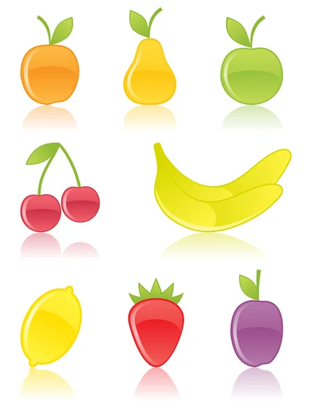 Fruit pictogrammen. vectorillustratie. — Stockvector
