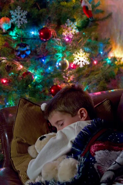 サンタ クロースを待っている子供 ロイヤリティフリーのストック画像