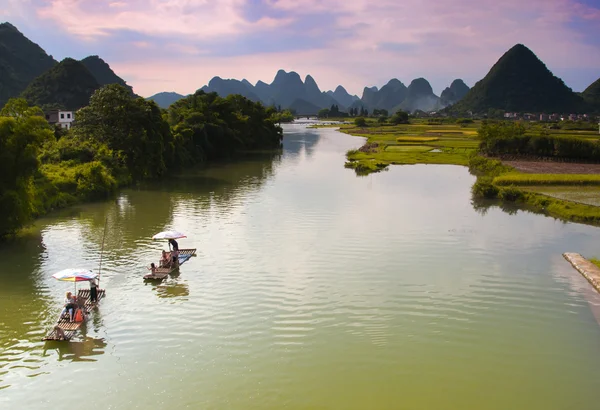 Sunset over the Yulong River — Stock Photo, Image