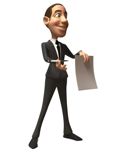 Hombre de negocios con hoja 3d ilustración —  Fotos de Stock