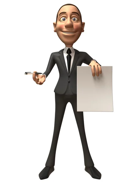 Homem de negócios com folha de ilustração 3d — Fotografia de Stock