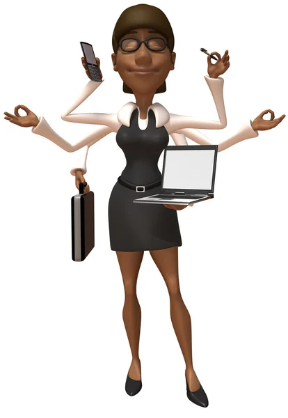 Affärskvinna med många händer 3d illustration — Stockfoto