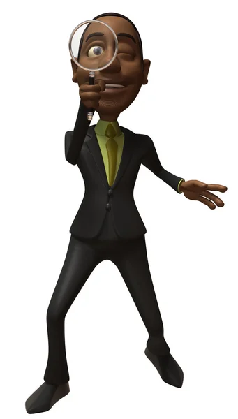 Homem de negócios com lupa: ilustração 3d — Fotografia de Stock