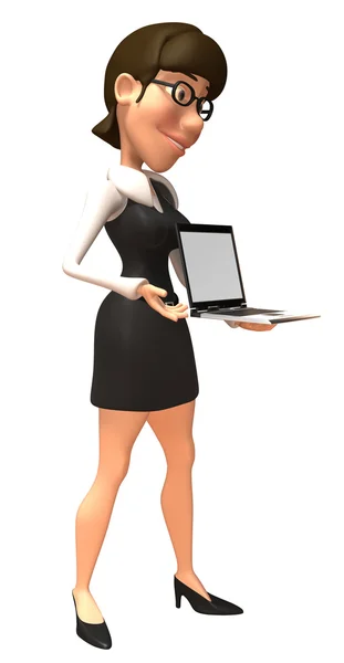 Деловая женщина с ноутбуком 3d иллюстрация — стоковое фото