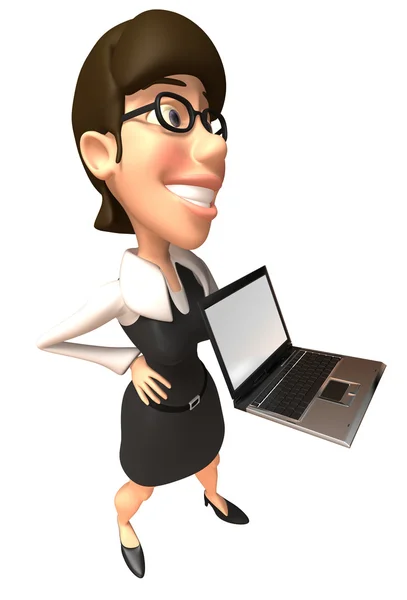 Donna d'affari in possesso di un computer portatile 3d illustrazione — Foto Stock