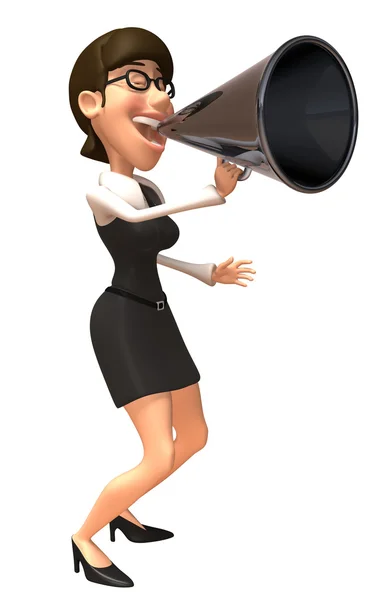 Mujer de negocios con altavoz 3d ilustración —  Fotos de Stock