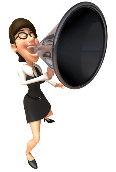 Geschäftsfrau mit Lautsprecher 3D-Illustration — Stockfoto