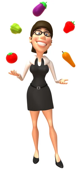 Mujer de negocios malabarismo 3d ilustración —  Fotos de Stock