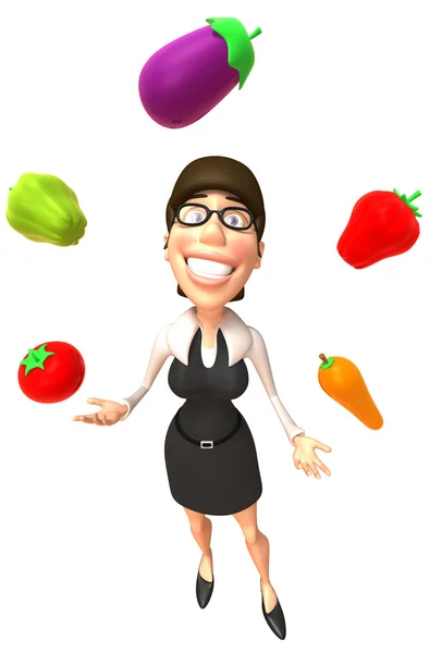 Mulher de negócios malabarismo ilustração 3d — Fotografia de Stock