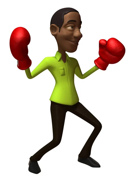Casual black man boxing — Stock Photo, Image