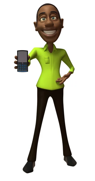 Zwarte kerel met een mobiele telefoon — Stockfoto