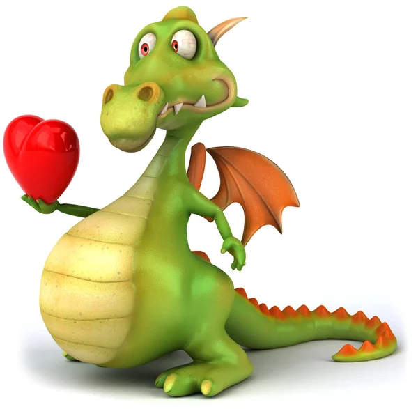 Dragão com corações ilustração 3d — Fotografia de Stock