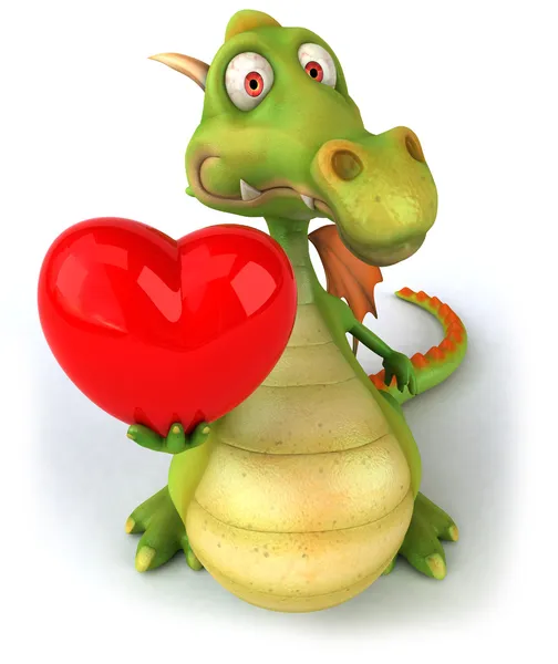 Dragon with hearts 3d illustration — Stock Photo, Image